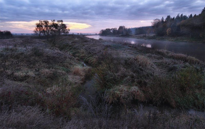 река, утро, иней первые заморозки фото превью