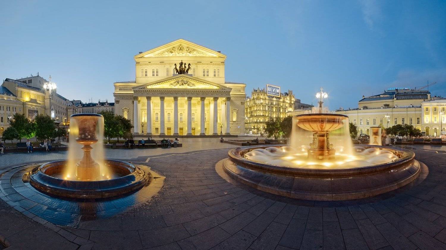 большой театр, вечер, город, москва, фонтаны, Соболев Игорь