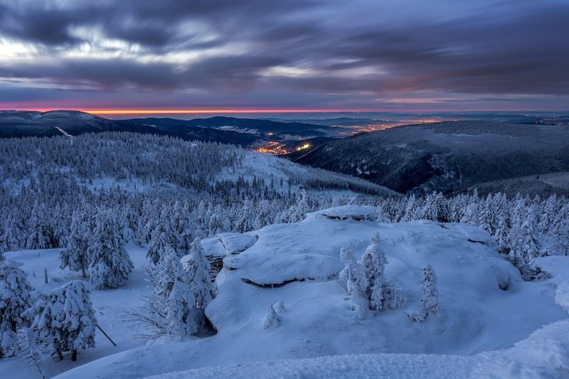 landscape, tree, sunrise, panorama, rocks Morning View from Vozka фото превью
