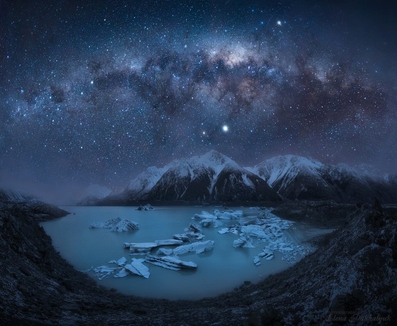 новая зеландия,тасман,млечный путь,звезды,ночь,ночной пейзаж,фототур,природа,горы,зима,ледник,снег Тасман Лэйк фото превью