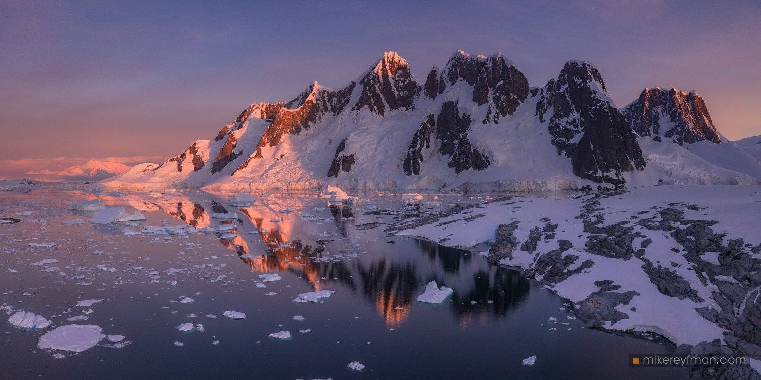 dramatic, polar climate, antarctic, antarctica, cold, romantic, extreme, gentoo penguin, chinstrap penguin, pleneau cove, booth island, aerial, sunset, quixote-expeditions, Майк Рейфман