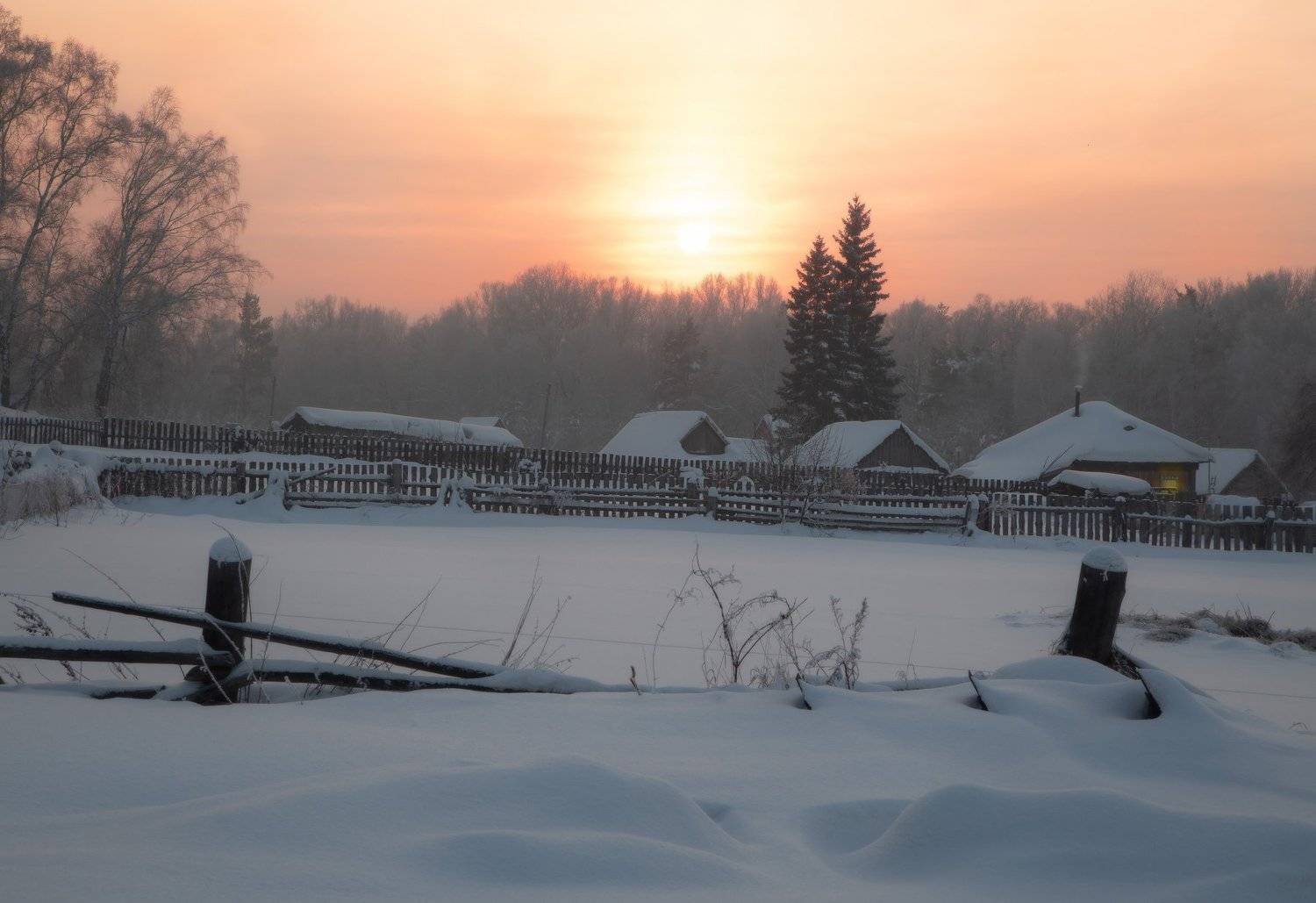 Сибирь закат зима снег морз, Евгений Зинов