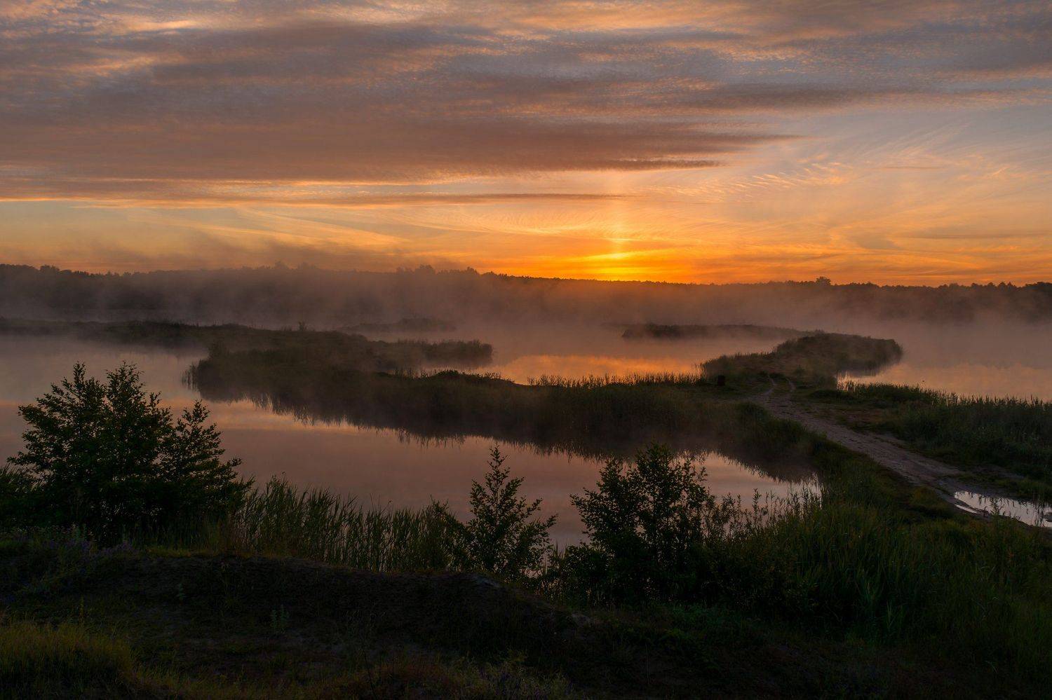 рассвет,туман,озеро, Александр Литвишко