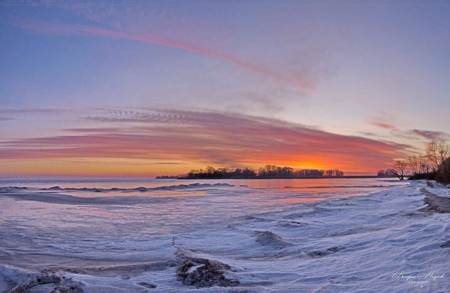 зима, снег, мороз, застывшая волна, рассвет, утро, Валерий Наумов