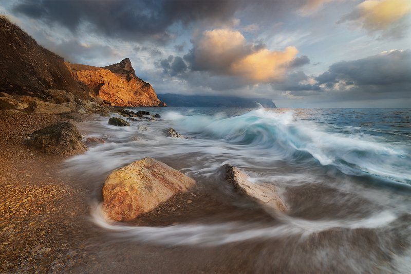 море, пляж, балаклава, зима, волна, пейзаж, крым \