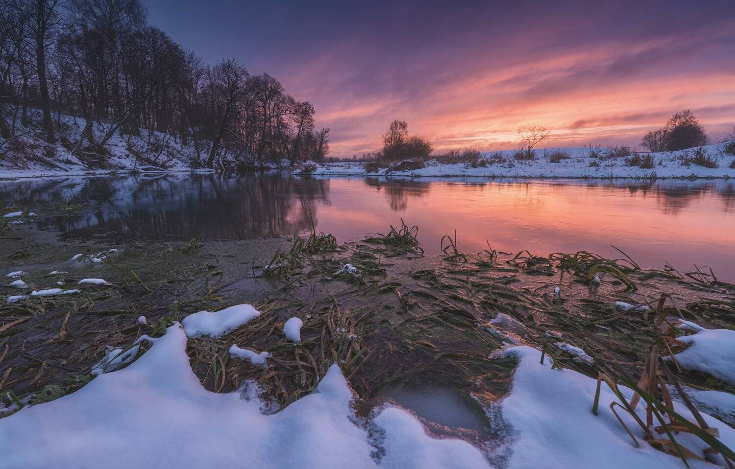 зима, рассвет, река, утро, пейзаж, irix, Виталий Левыкин
