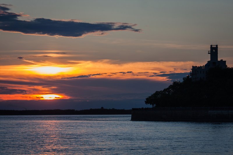 амур, хабаровск, вечер, вода, закат, река Хабаровск фото превью