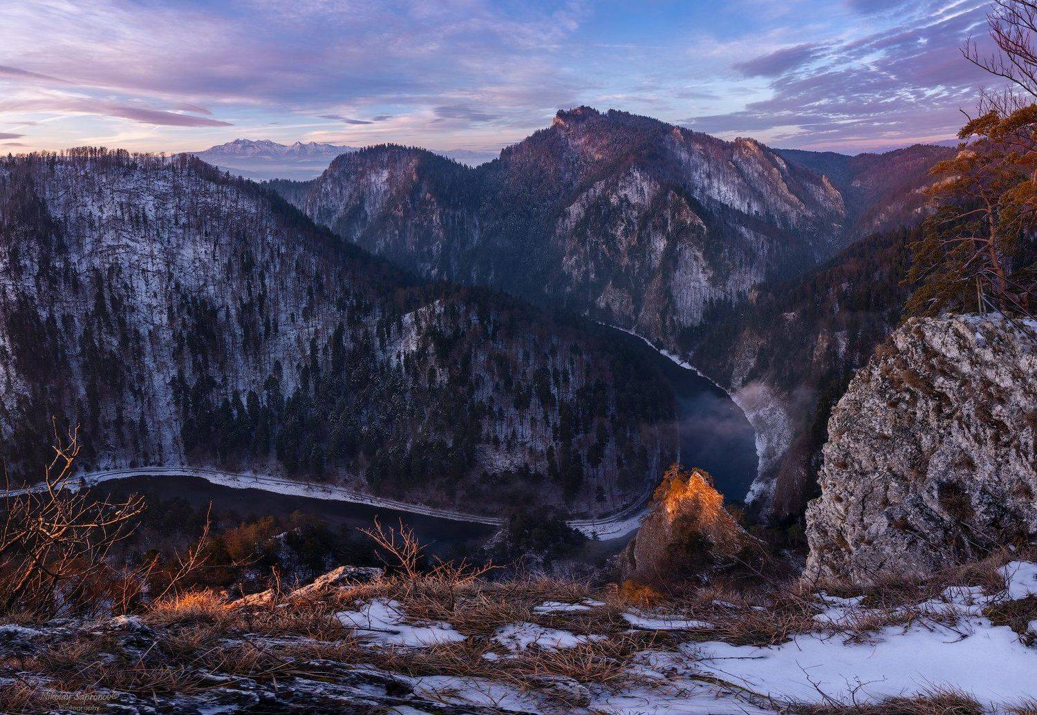 пенины, татры, высокие татры, белянские татры, дунаец, ущелье, зима, зимний пейзаж, горный пейзаж, река, горная река, панорама, польша, словакия, снег, Николай Сапронов