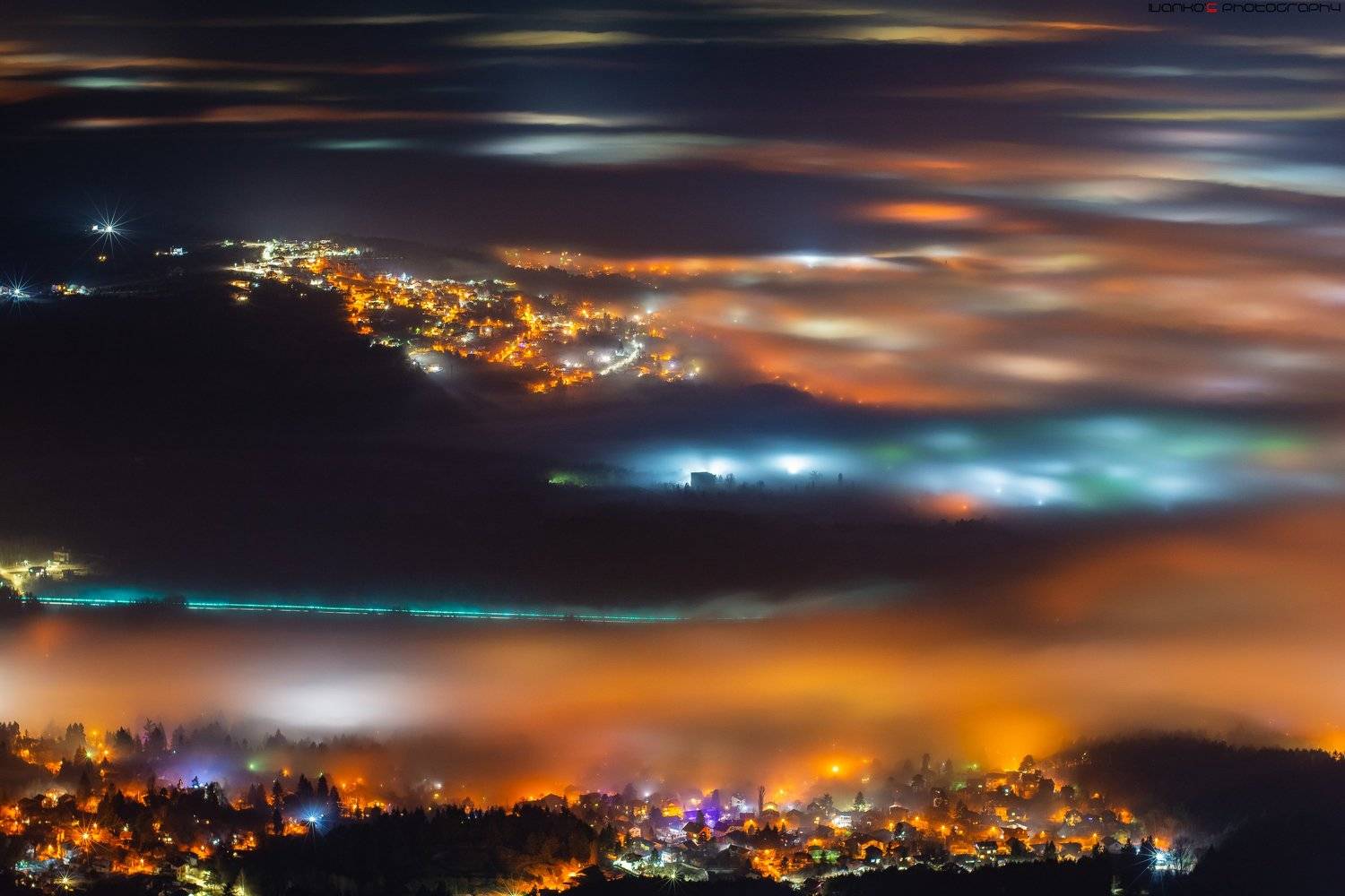 fog, foggy, night, city, Иван Димитров