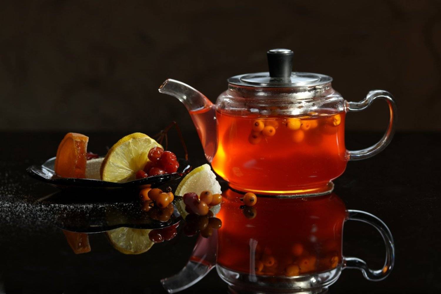 чайник, чай, ягоды, облепиха, сладости, Шруб (Беляева) Татьяна