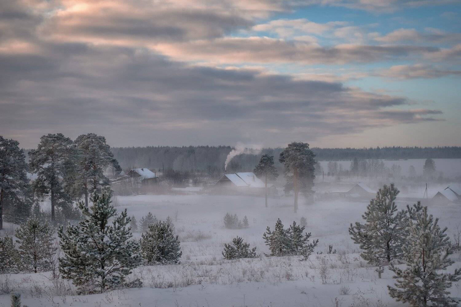 январь, зима, урал, деревня, мороз, баня, лес, сосны, пурга, туман, пермь, Андрей Чиж
