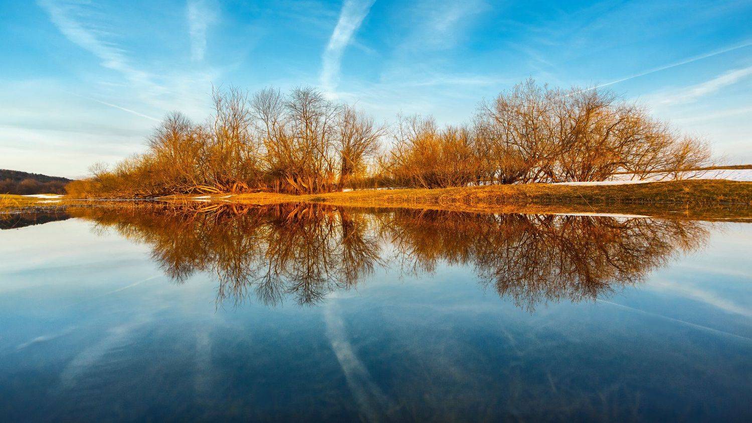 Spring, Весна, отражение, закатный свет, деревья, разлив, Vyacheslav Lozhkin