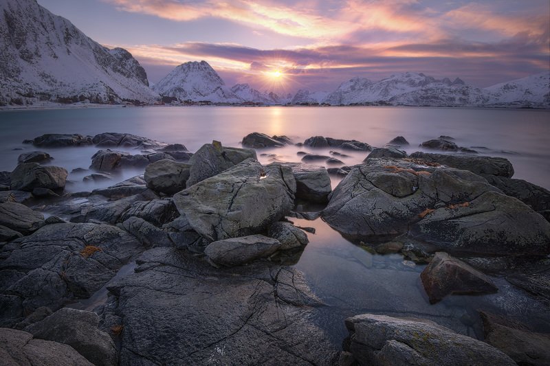 норвегия лофотены lofoten norway закат Норвежский вечер фото превью