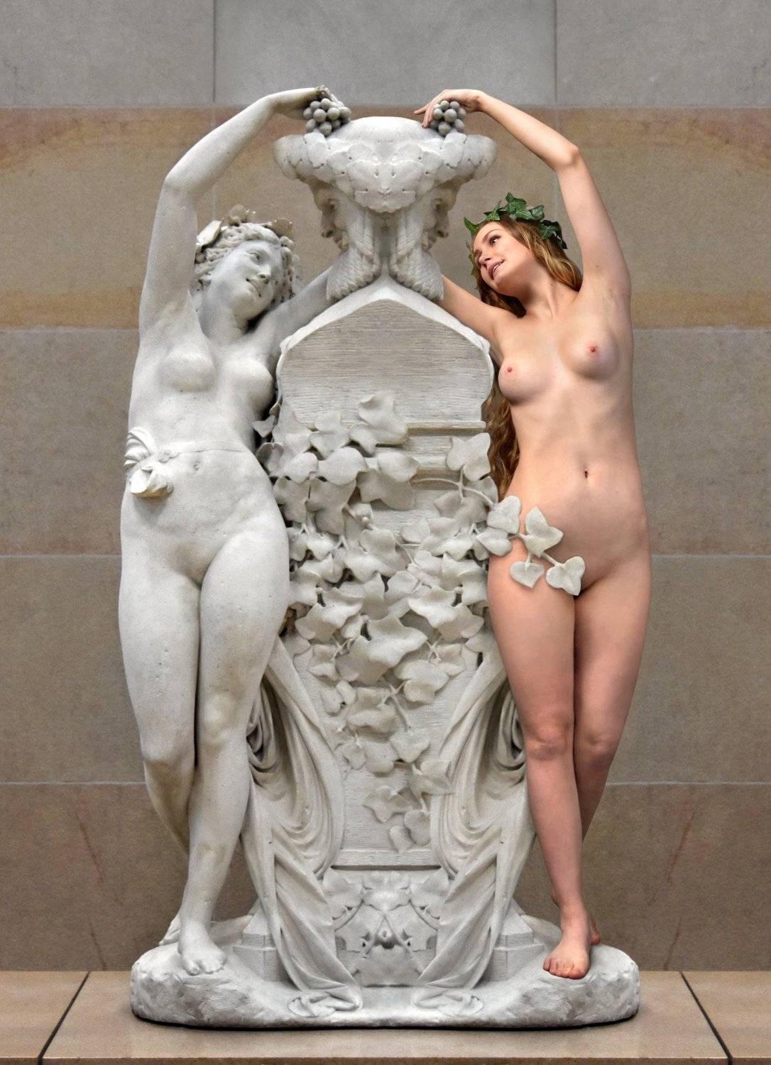 sculpture, art, museum, marble, stone, girl, nude, model, posing, alive, paris, myth, greek, orsay, bacchante, Endegor