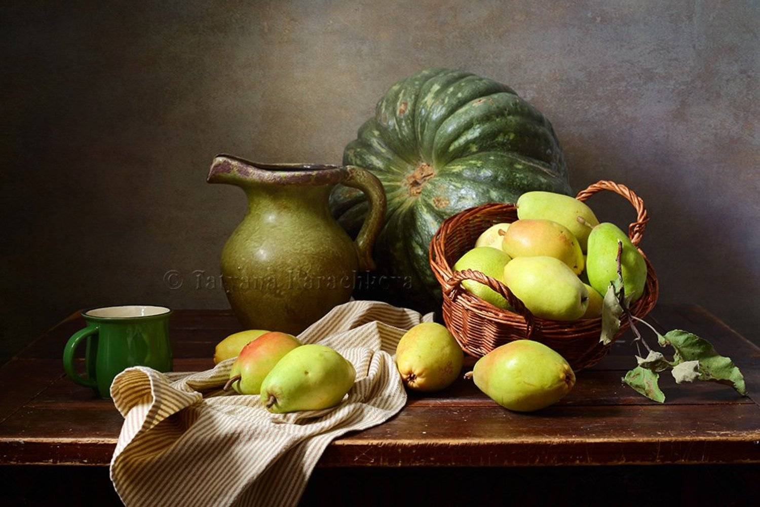 натюрморт, груши, тыква, корзина, Tatyana Karachkova