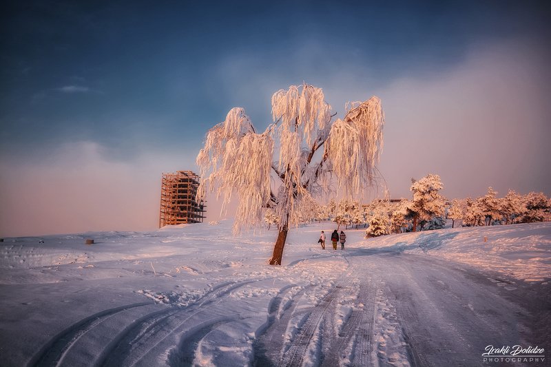 snow, mountain, sun, sunset, colors, white, landscape, outdoor, nature Snowy day фото превью