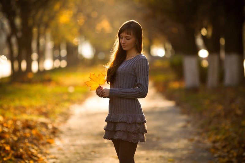 осень, вечер, девушка *** фото превью