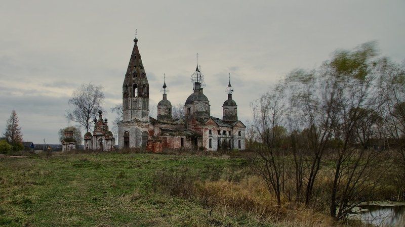 осень,храм,вечер,ярославль,село остров. Осенние прогулки. фото превью