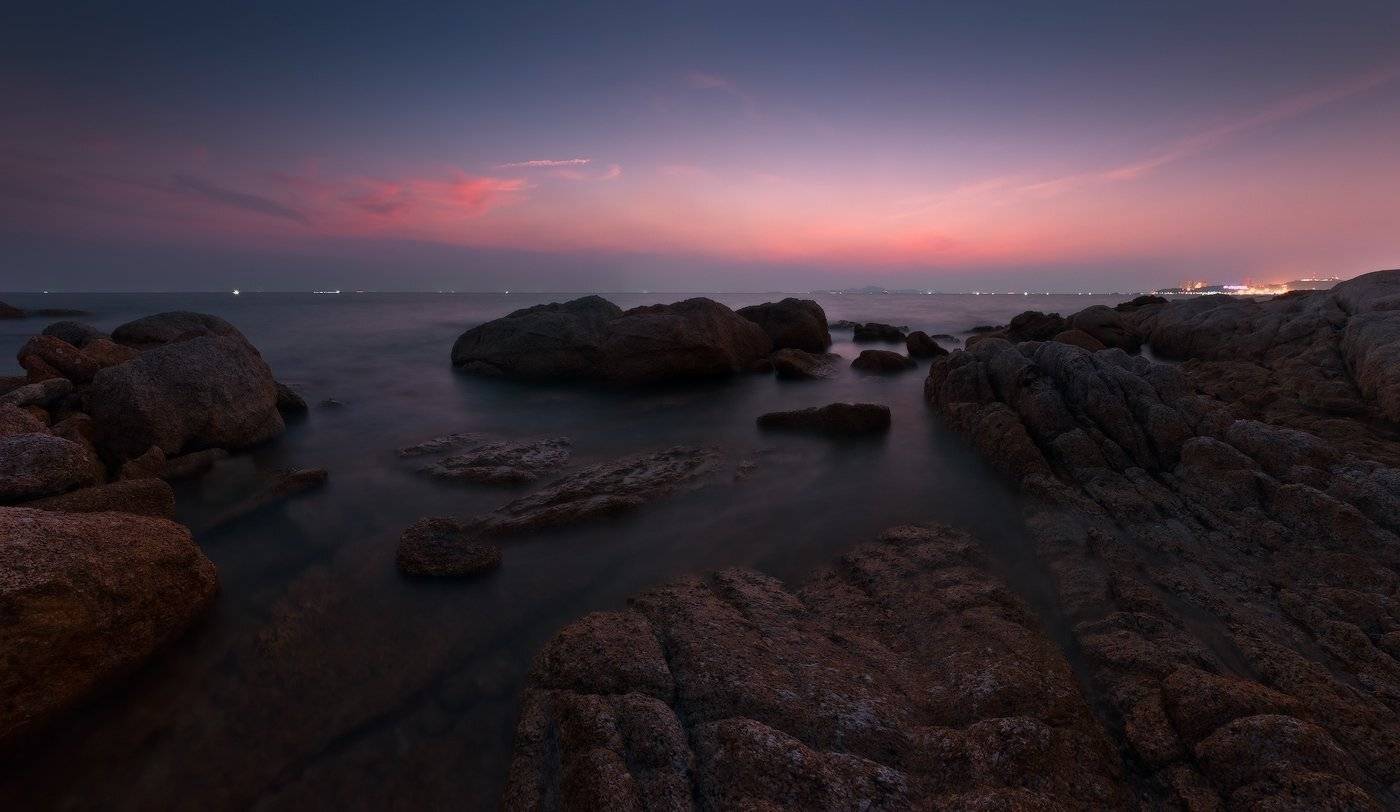 thailand, sunset, sea, stones, city, Boris Bogdanov