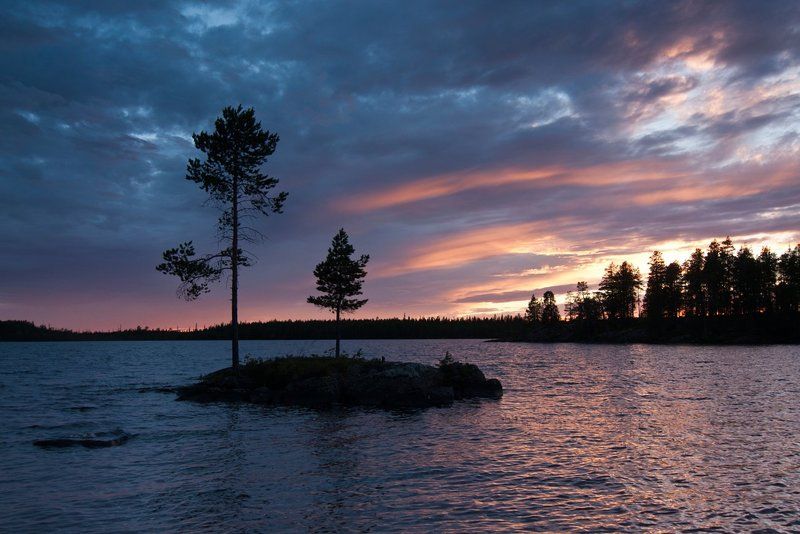 карелия, озеро, остров, закат, сосны Большая и маленькая фото превью