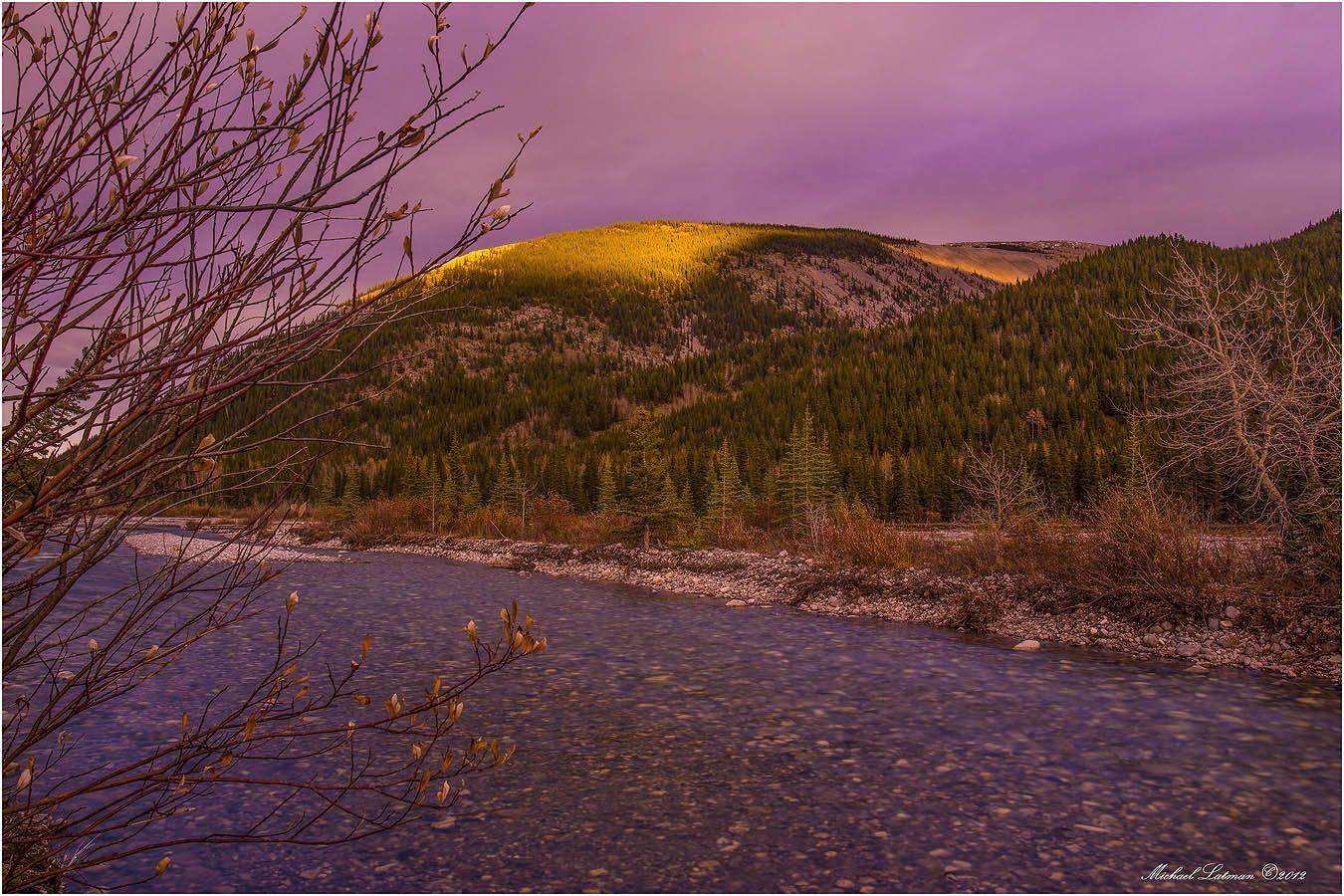 ray, sun, mountains, fall, river, sunset, Michael Latman