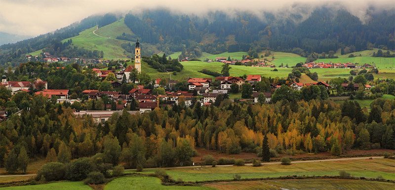 германия, бавария, альпы Туманно-мокрая погода фото превью