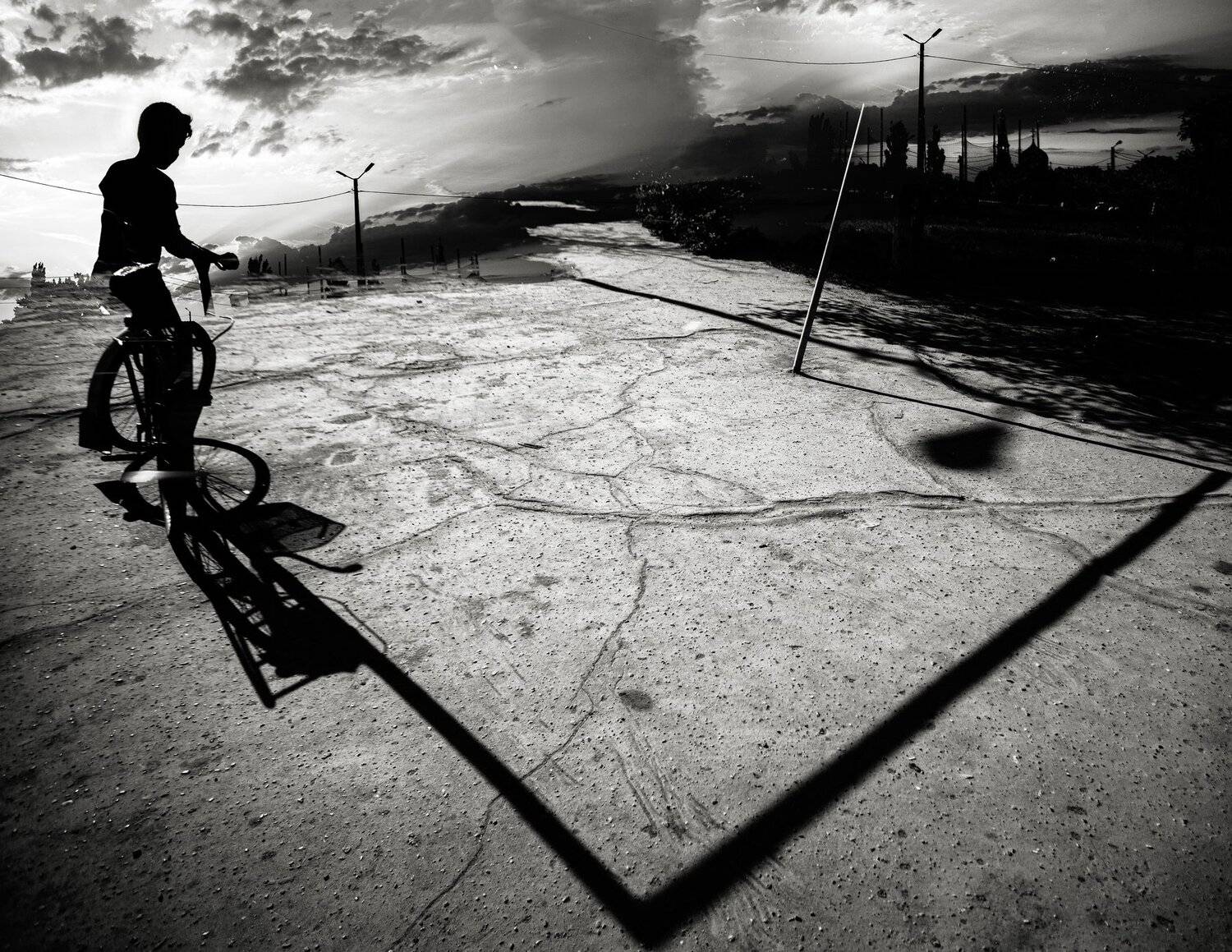 детство,чб,силуэт,улица, Мария Буданова