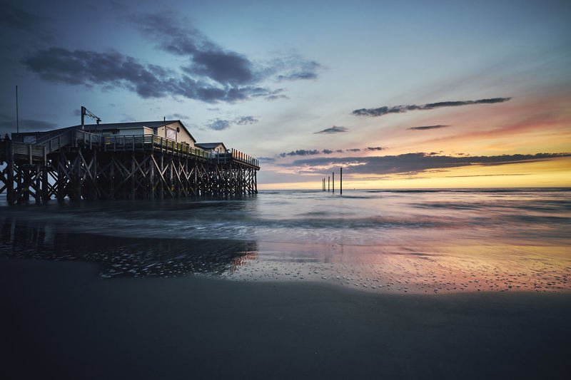 seascape, water, northsea, sunset, house Sankt Peter Ording фото превью