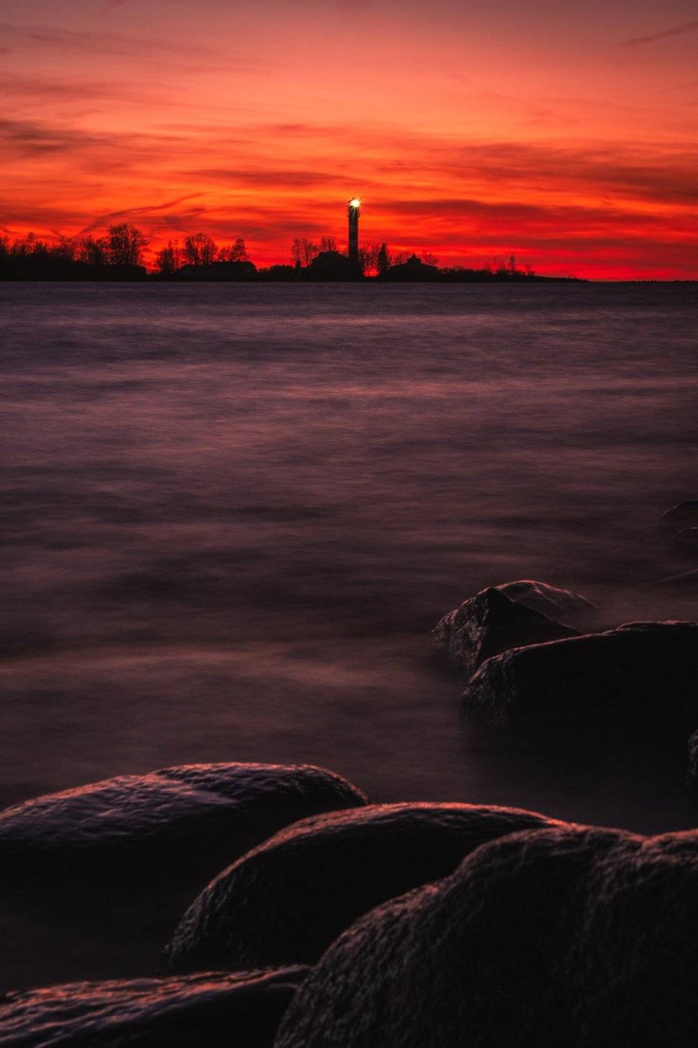 закат маяк вода пейзаж камни природа архитектура, Дмитрий Рябцев
