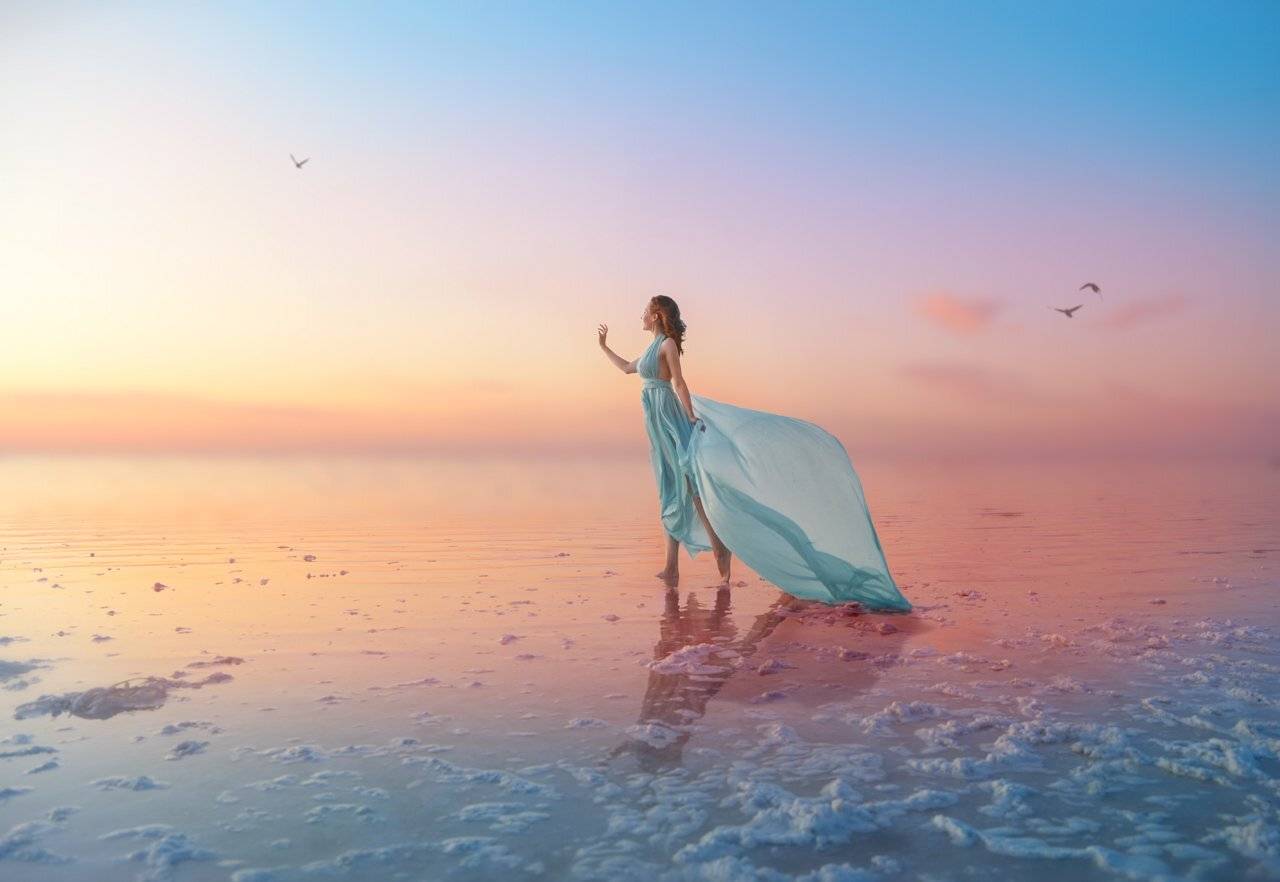 Розовое озеро, Крым, сасык-сиваш, закат, Надежда Заручевская