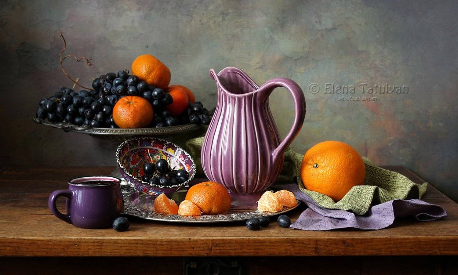 фрукты, виноград, цитрусы, кувшин, компот, Елена Татульян
