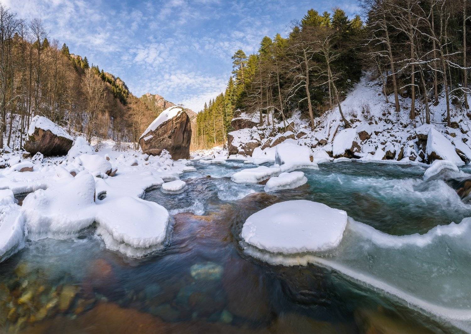 северный кавказ, рожкао, большая лаба, каменный стог, зима. январь,, Николай Мысливцев
