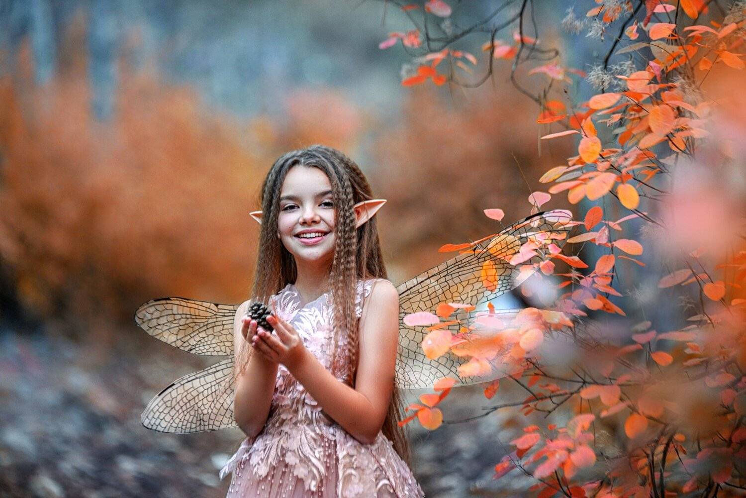 фея, лес, осень, крылья, девочка, Надежда Заручевская