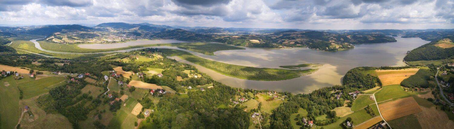 дронофото, европа, июль, лето, озеро, панорама, польша, река, Вейзе Максим