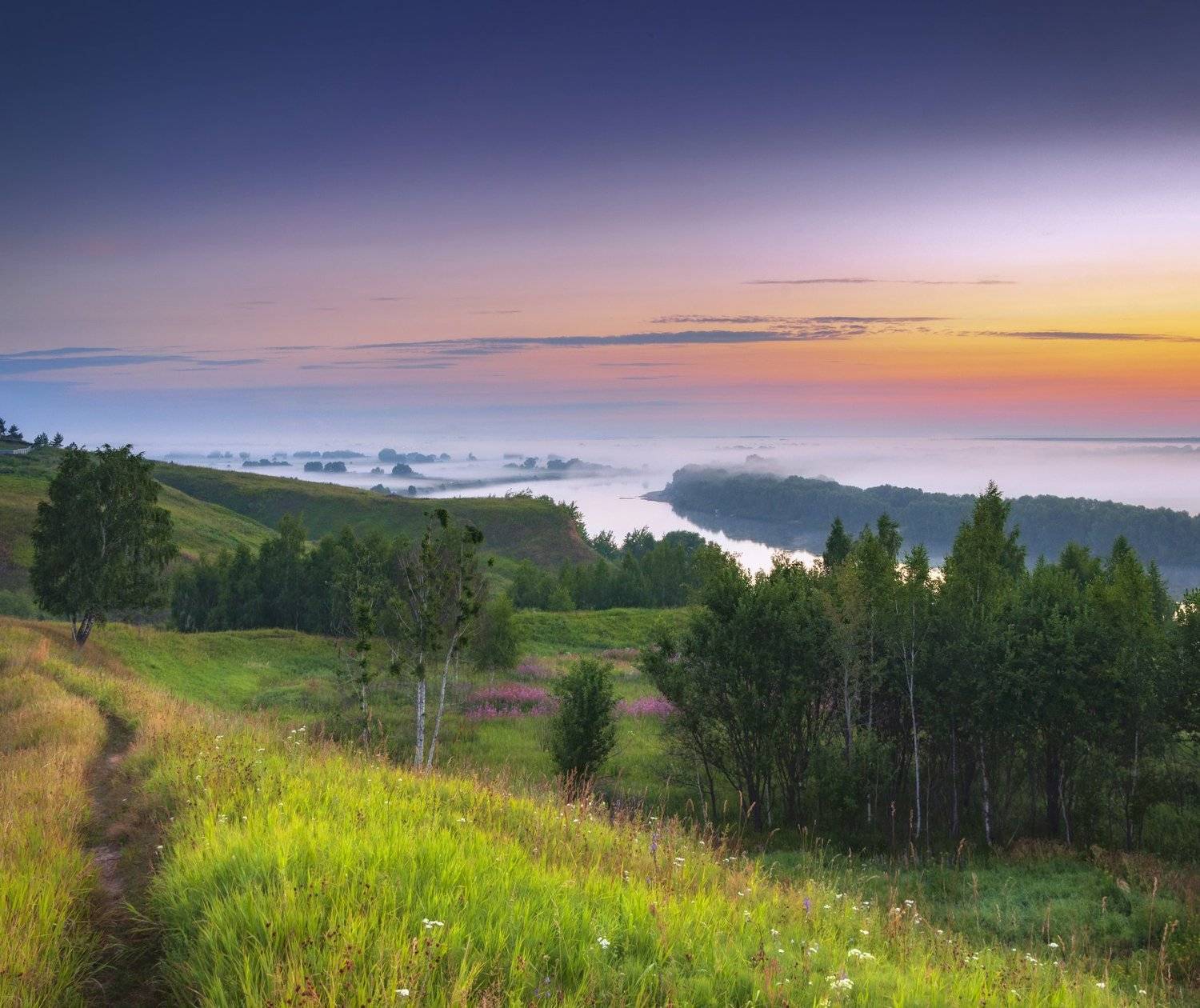 туман,природа,пейзаж,лето,подмосковье,рассвет,небо, Павел Ныриков