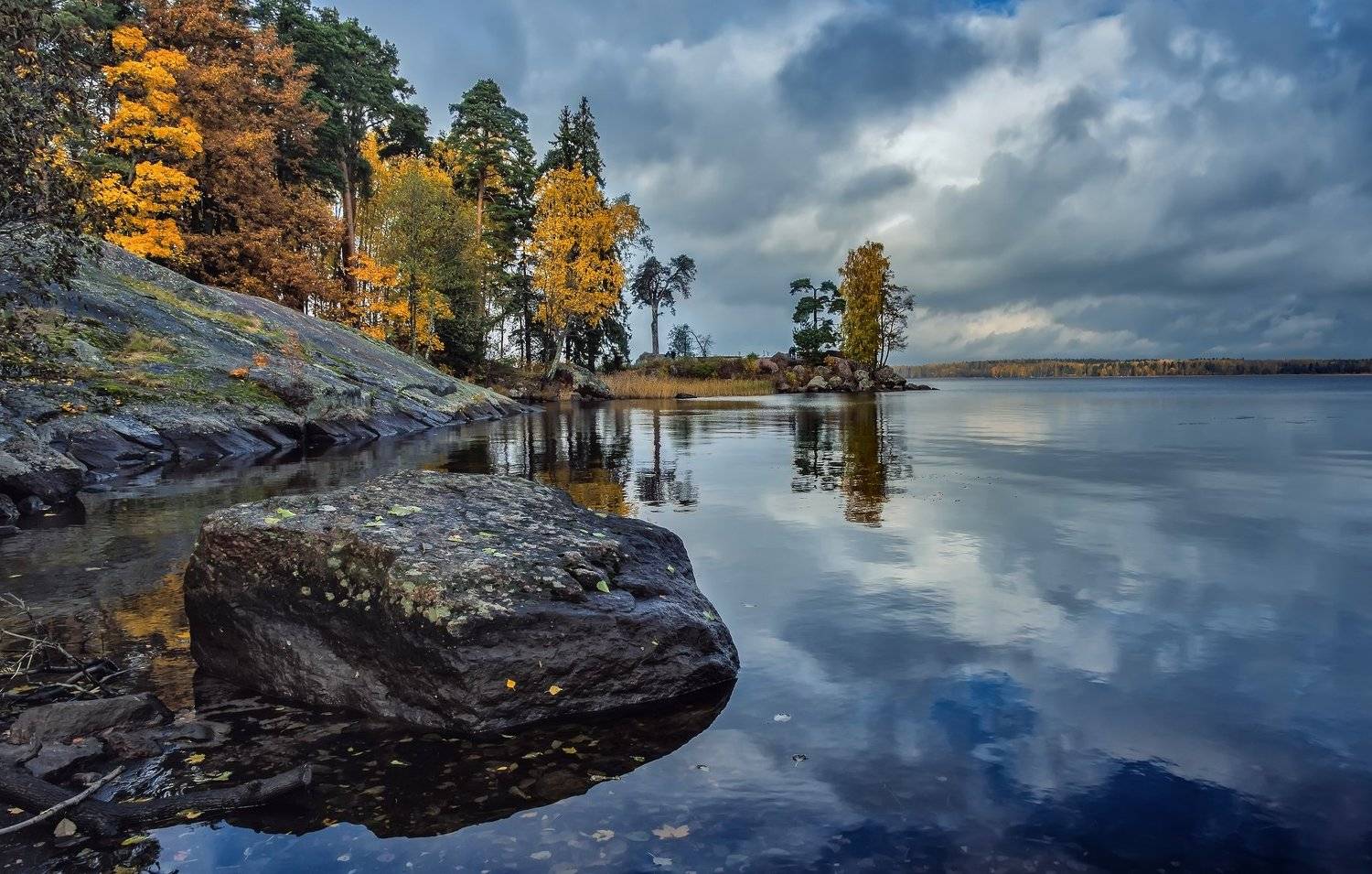 пейзаж,осень,озеро,парк,камни, Тамара