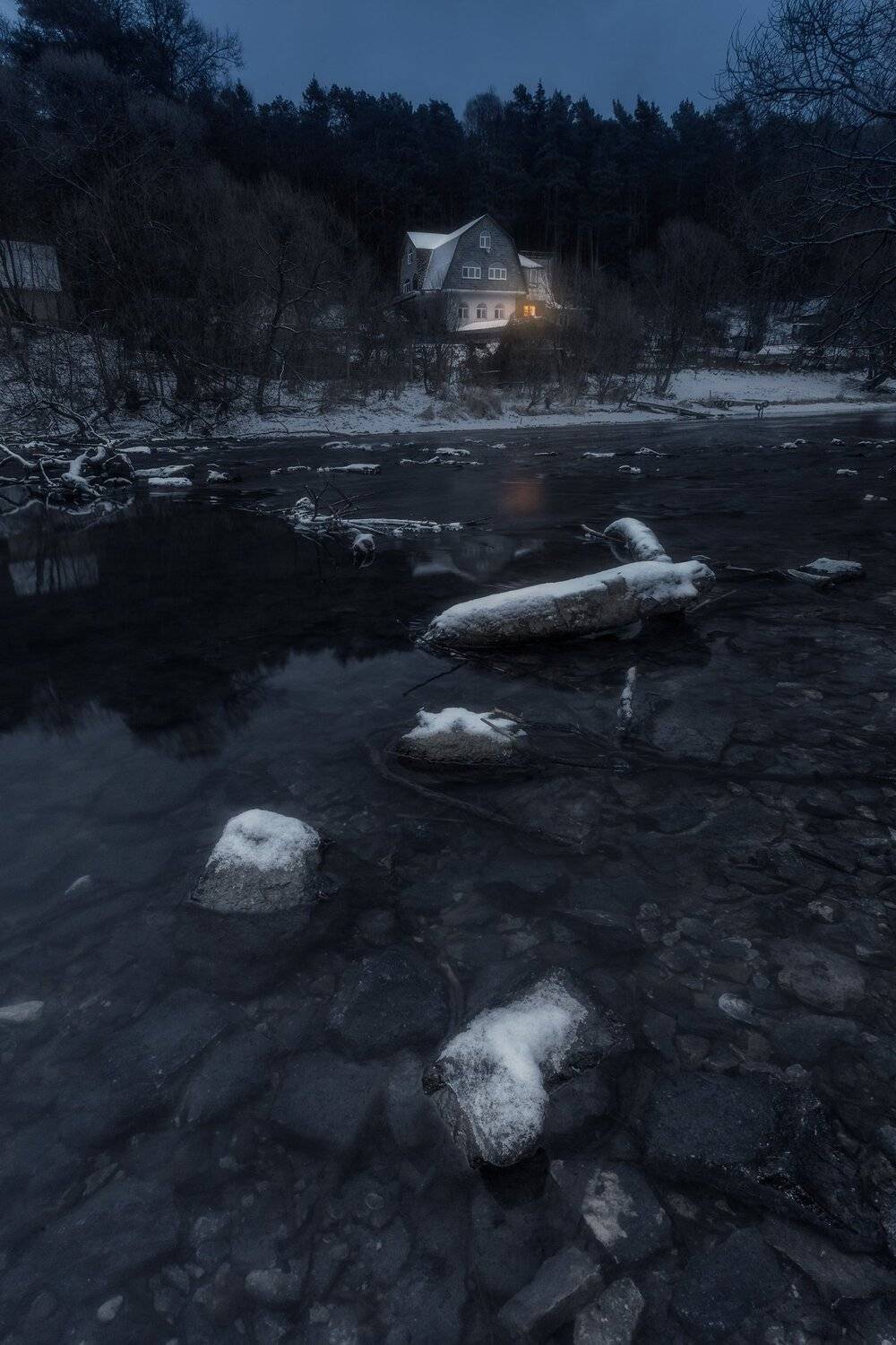 пейзаж, природа, река, зима, дом, одинокий, сумерки, россия, Мартыненко Дмитрий