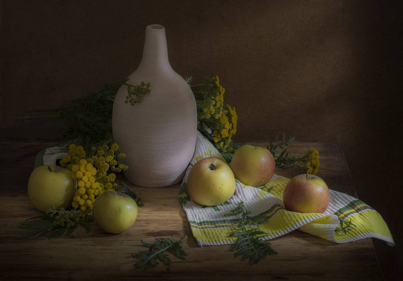 яблоки,пижма,натюрморт, Елена Рубинская