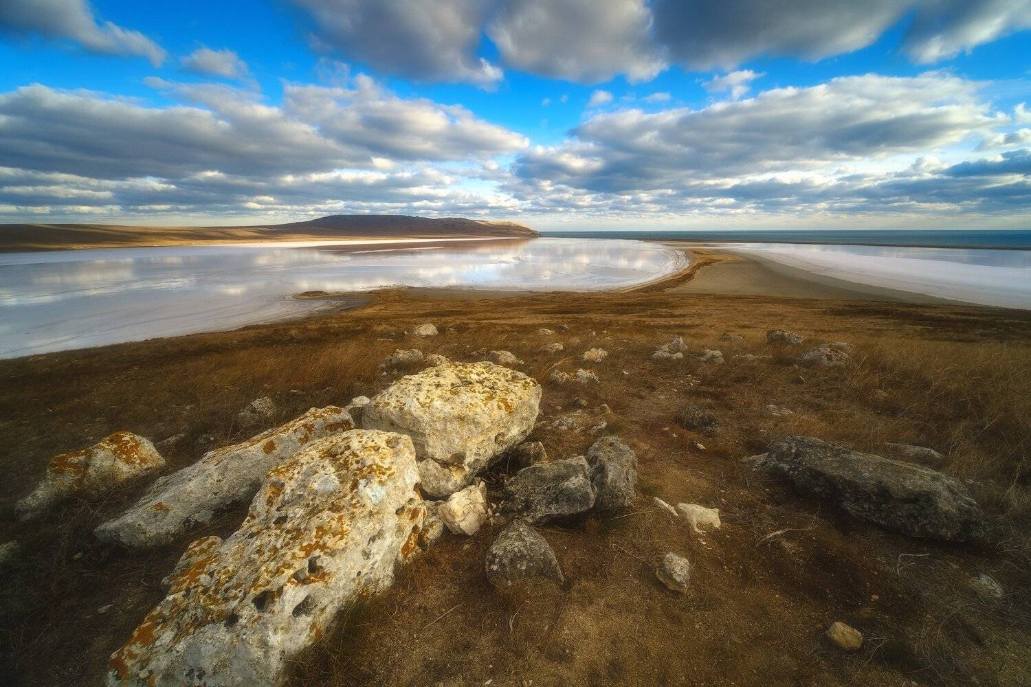 россия, крым, кояшское озеро, полуостров, черное море, природа, пейзаж, осень, соленое озеро, соль, закат, заход солнца, горы, Оборотов Алексей