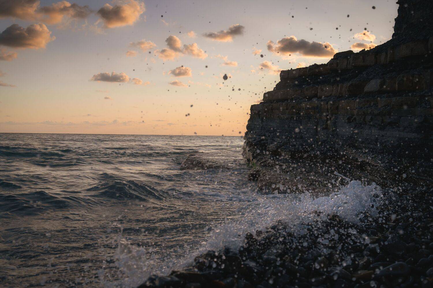 sea wave sunset water stone coast nature landscape, Егор Бугримов