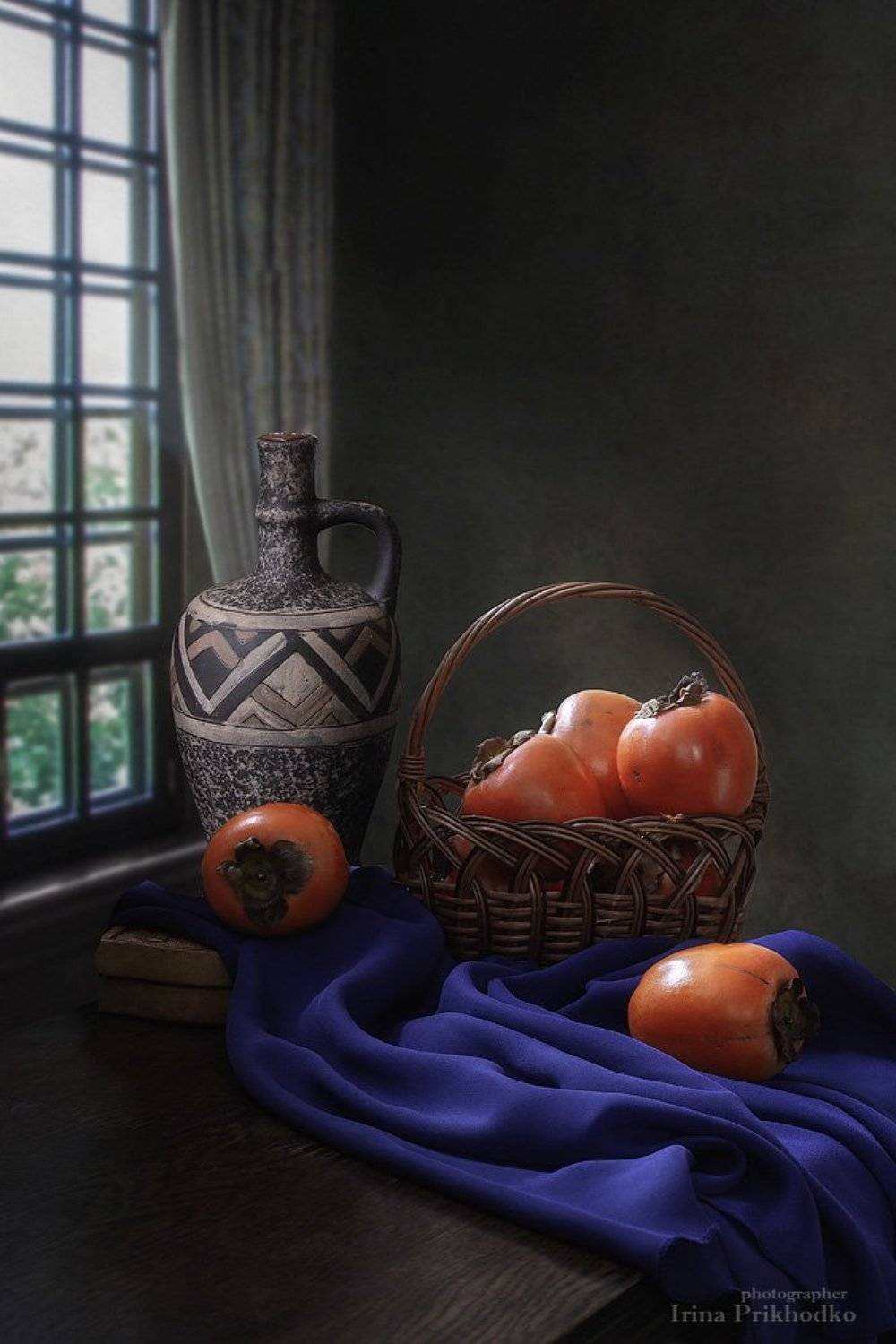 натюрморт, хурма, фрукты, вино, интерьер, винтажный, Ирина Приходько