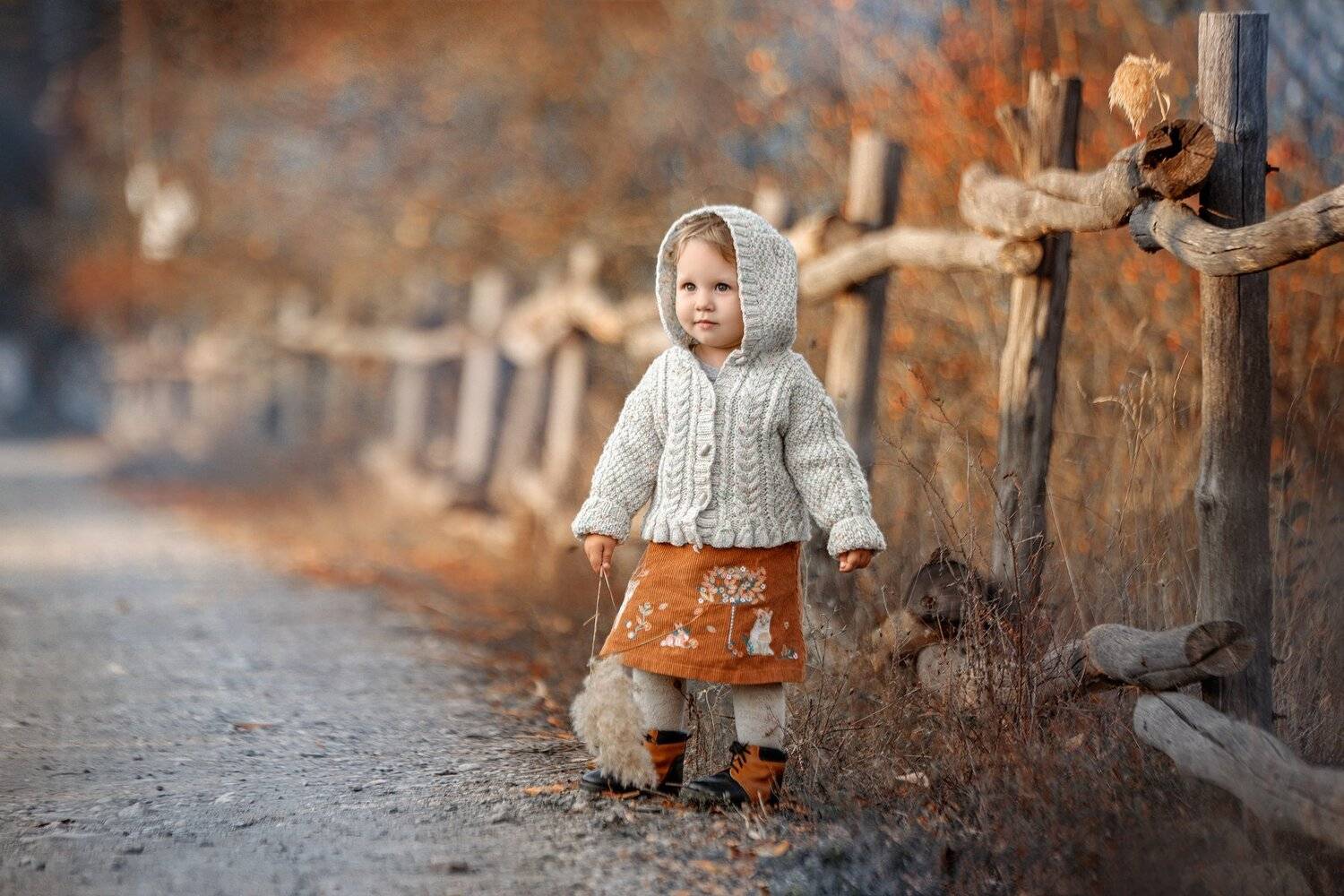 девочка, осень, капюшон, забор, Надежда Заручевская