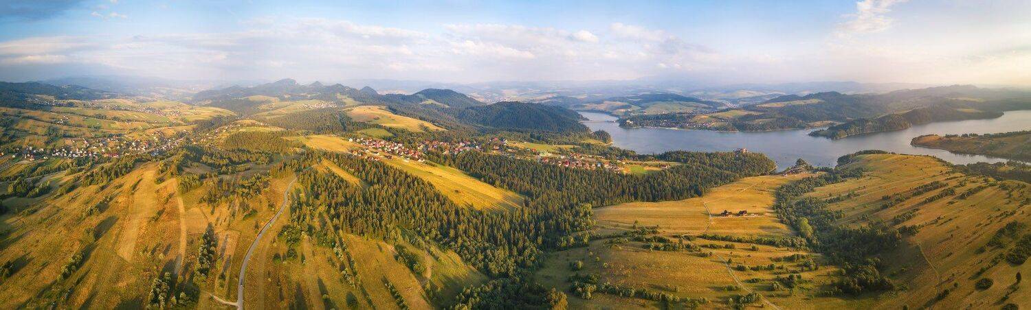 вечер, дронофото, европа, июль, лето, озеро, панорама, польша, река, Вейзе Максим