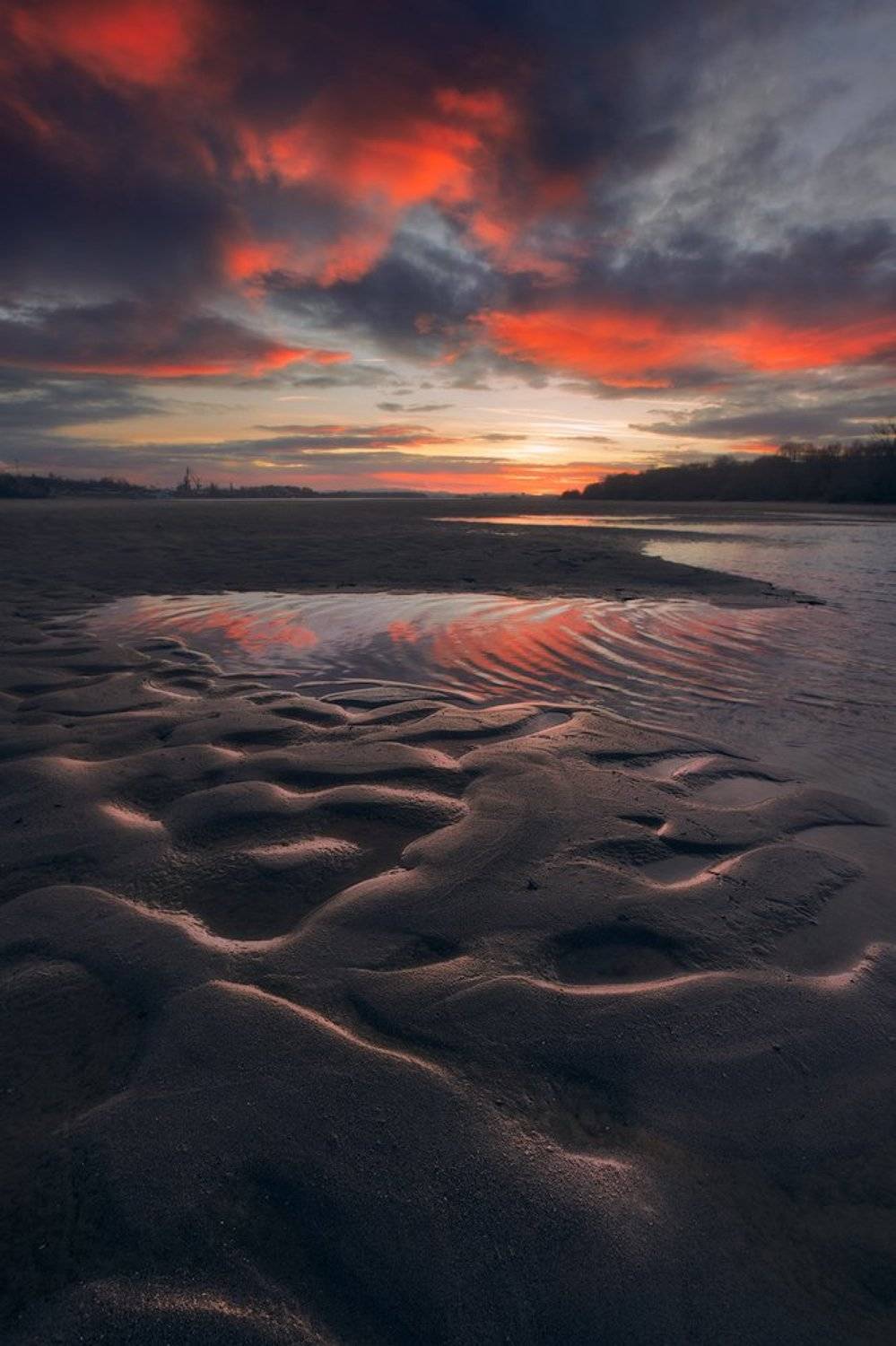 landscape nature river reflections clouds epic formation shapes abstract red colors dynamic, Lyuboslav