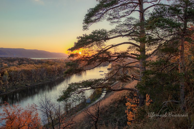 закат, волга Три состояния фото превью