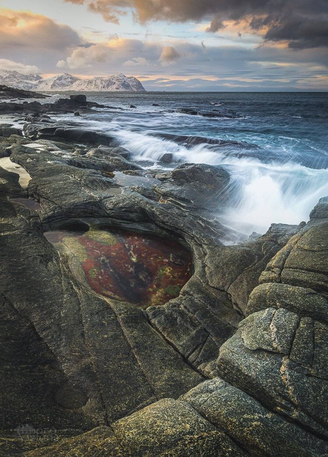 lofoten,shore,sky,sea,wave,winter,sunset,norway,norwegian,, Adrian Szatewicz
