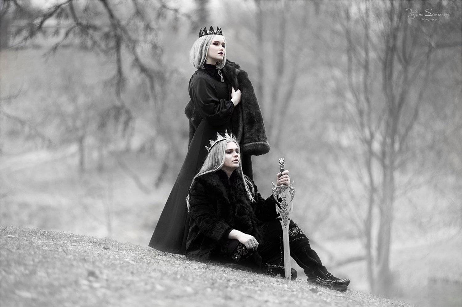 Черное королевство, короли, блонины, красивые модели, черное, белое, сказочная фотосессия, волшебство , Семенова Татьяна