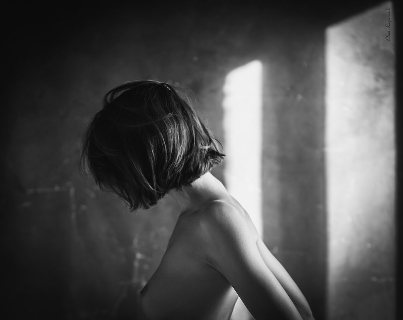 ню, чб, девушка  фото превью