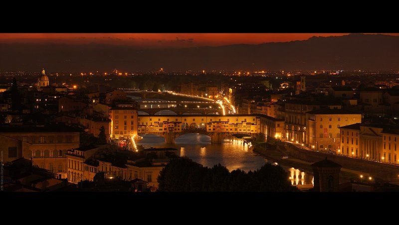 Закат, италия, флоренция Ponte Vecchio фото превью
