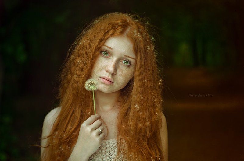 рыжие волосы, зеленые глаза, одуванчик the girl with dandelion hair фото превью